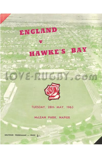 1963 Hawke's Bay v England  Rugby Programme